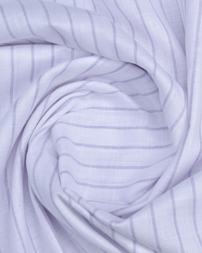 White and Big Purple Stripes -Full-Bamboo Linen