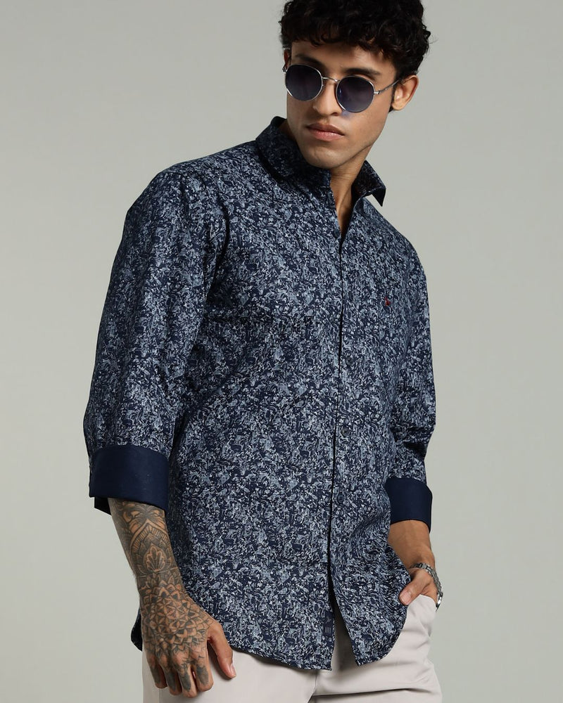 Navy Blue Mystery Print -Full-Stain Proof