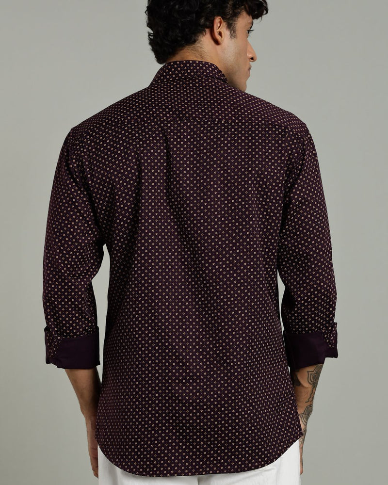 Wine Floral Print-Full-Stain Proof