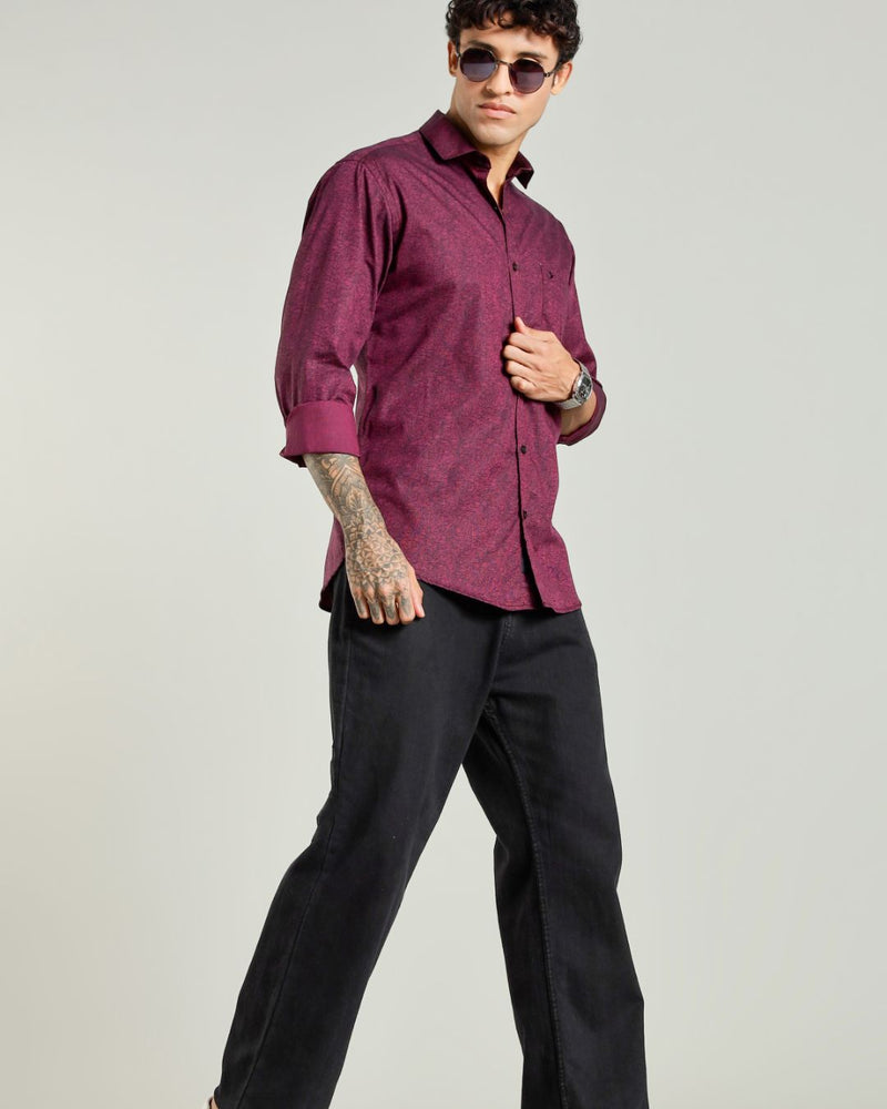 Maroon Matrix Print -Full-Stain Proof