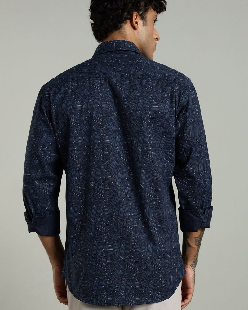 Navy Blue Laser Print -Full-Stain Proof