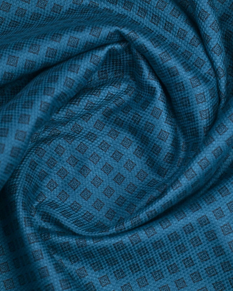 Peacock Blue Retro print - Half Sleeve - Stain Proof