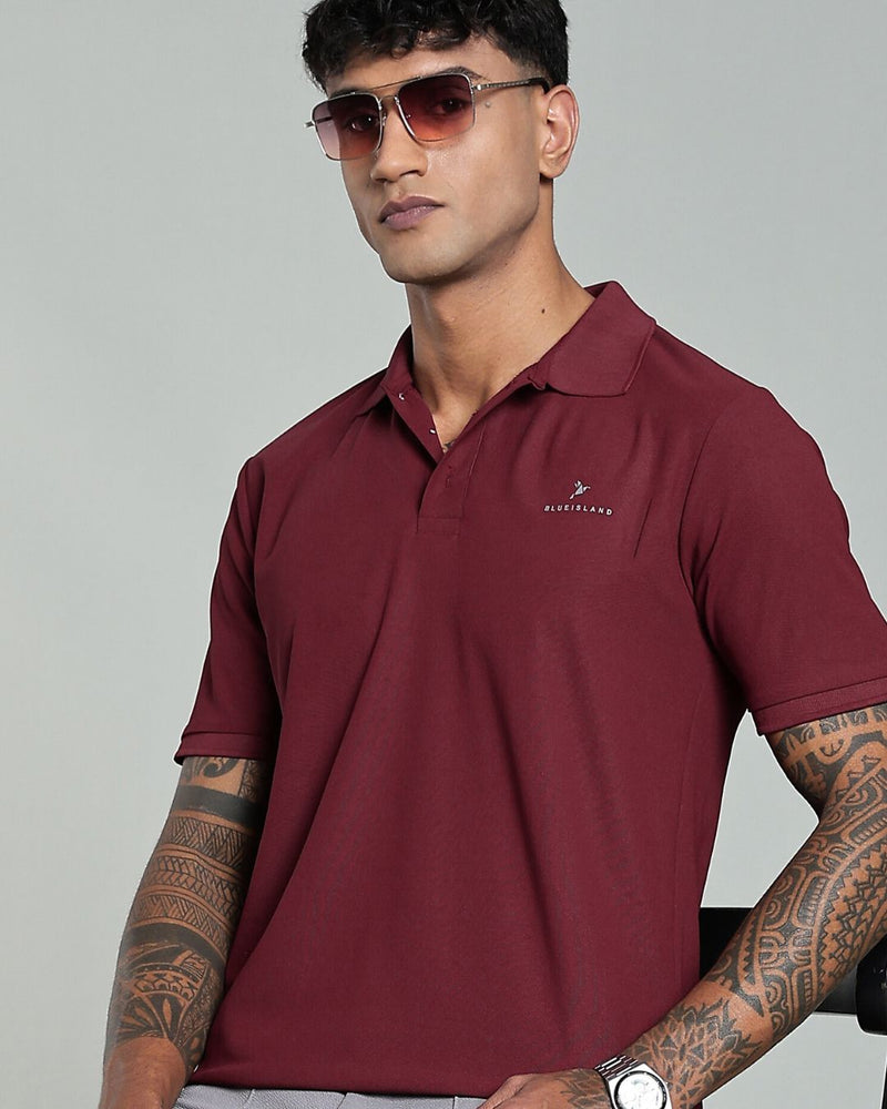 Majestic Maroon - Active wear Polo Tshirt
