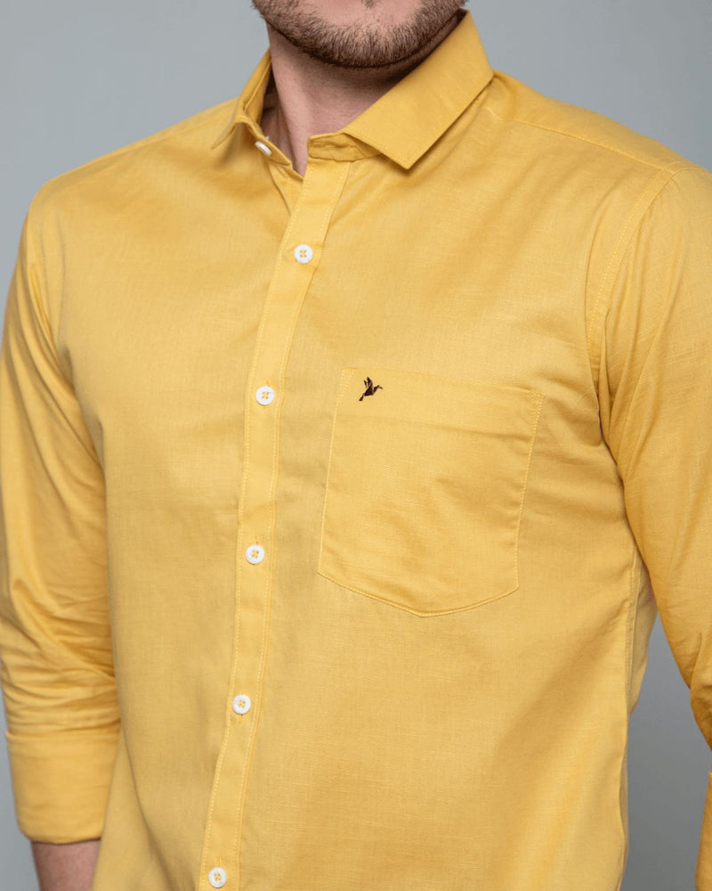 Golden Yellow Cotton Linen -Full-Stain Proof