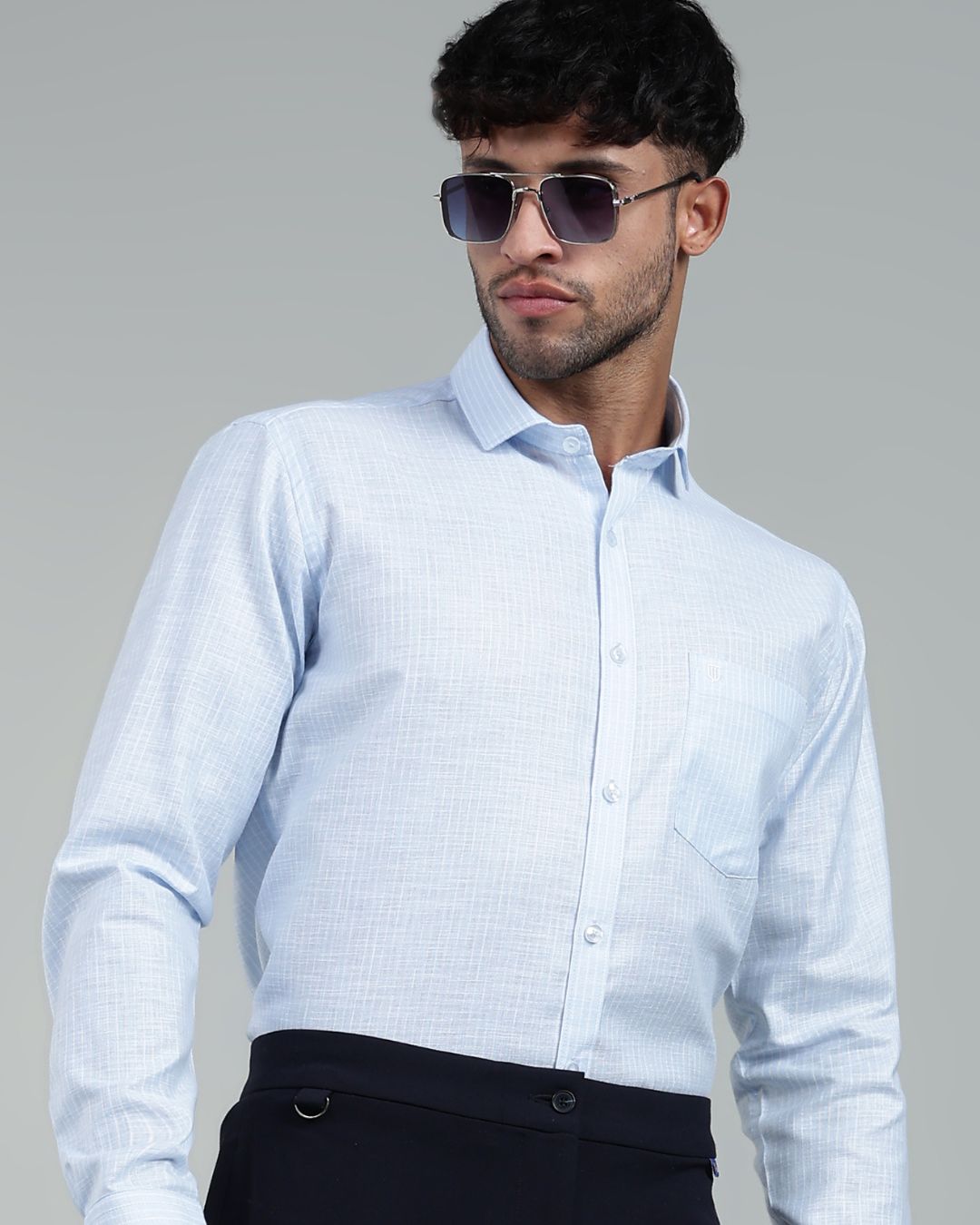 Blue & White - Full Sleeve - Striped Linen