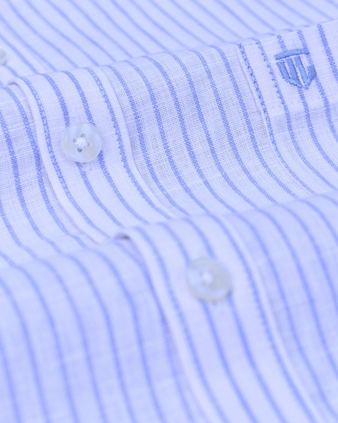 White & Blue Stripes - Full Sleeve - Bamboo Linen