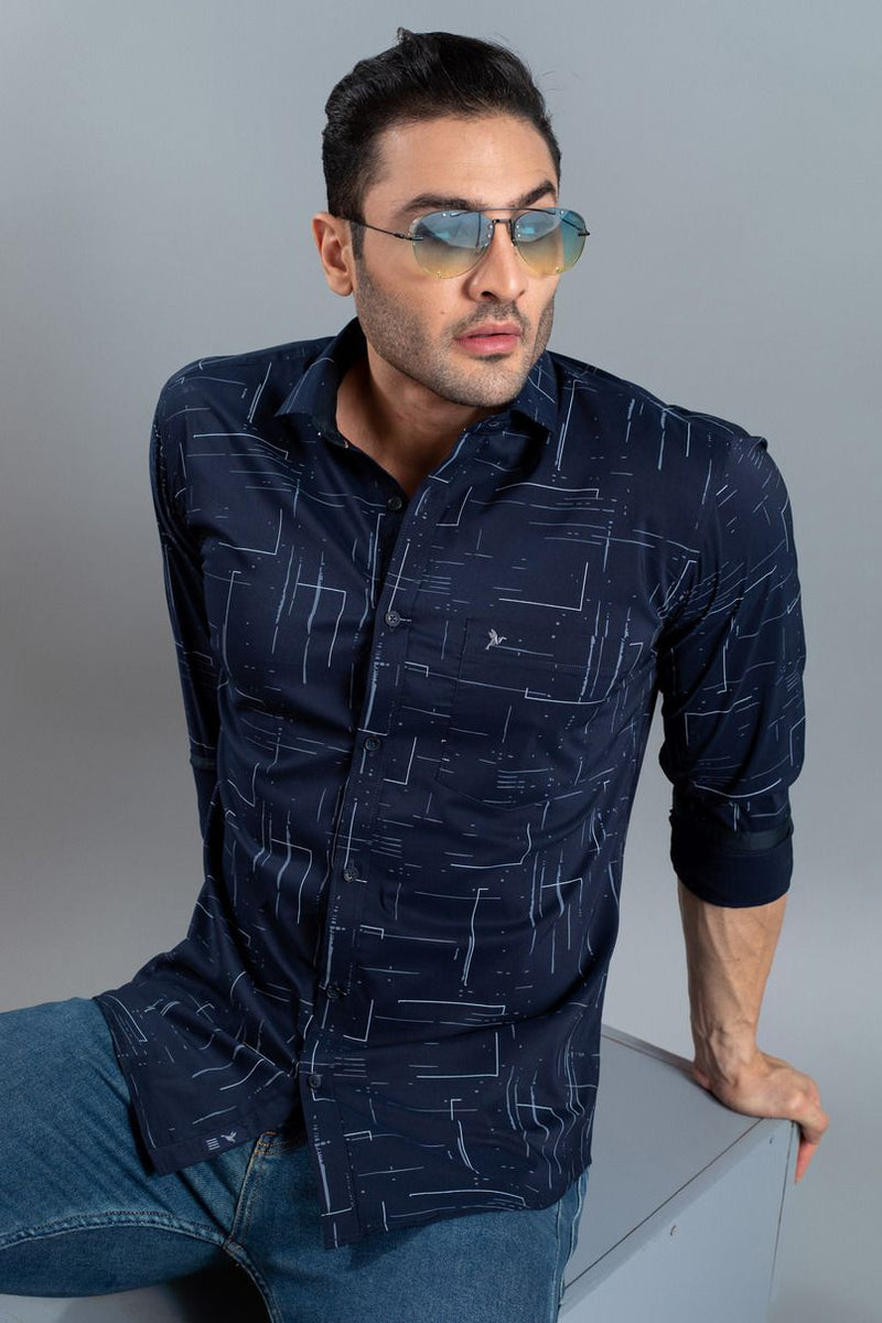 Navy Bold Print -Full-Stain Proof