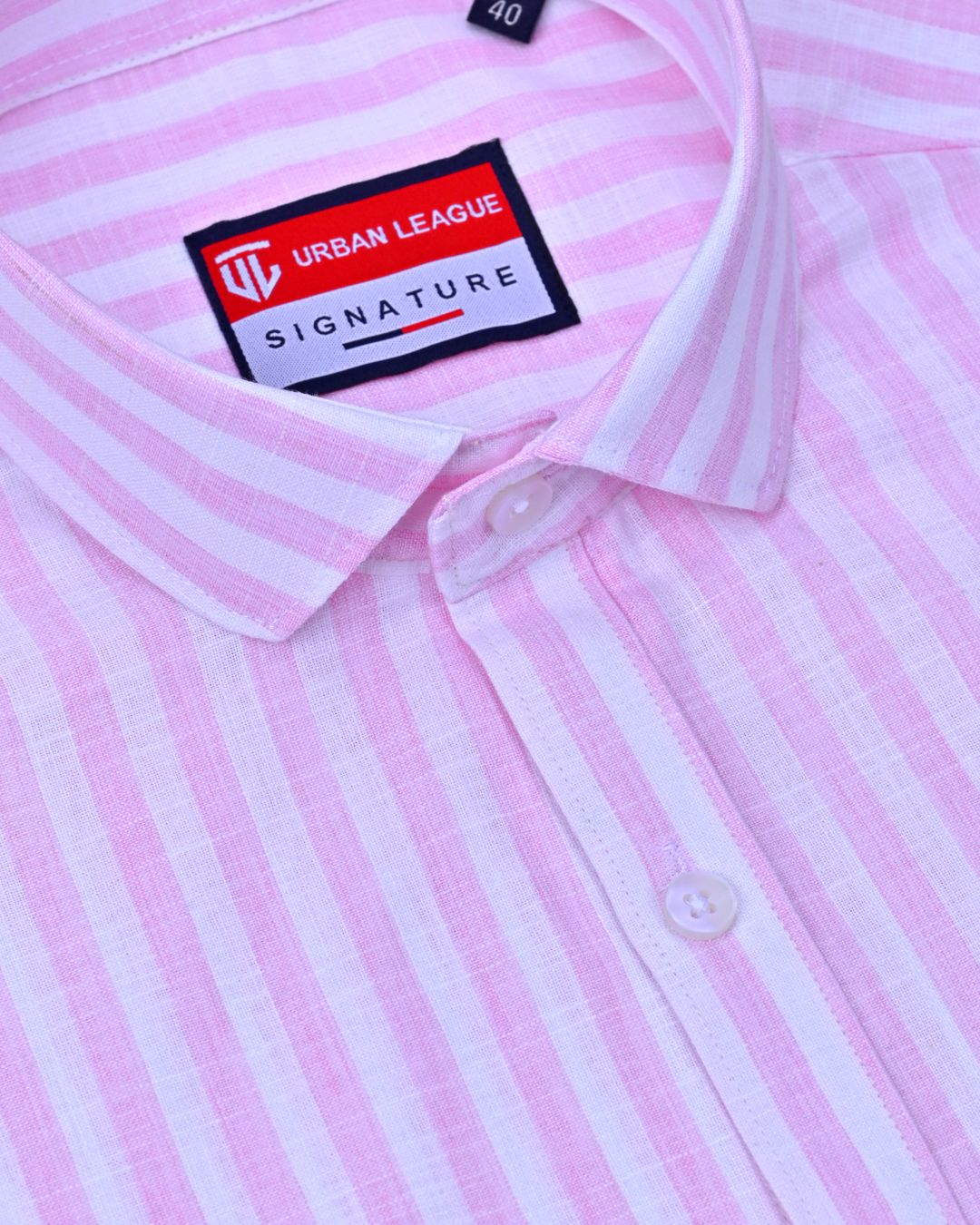 Soft Pink & White Stripes - Full Sleeve - Bamboo Linen