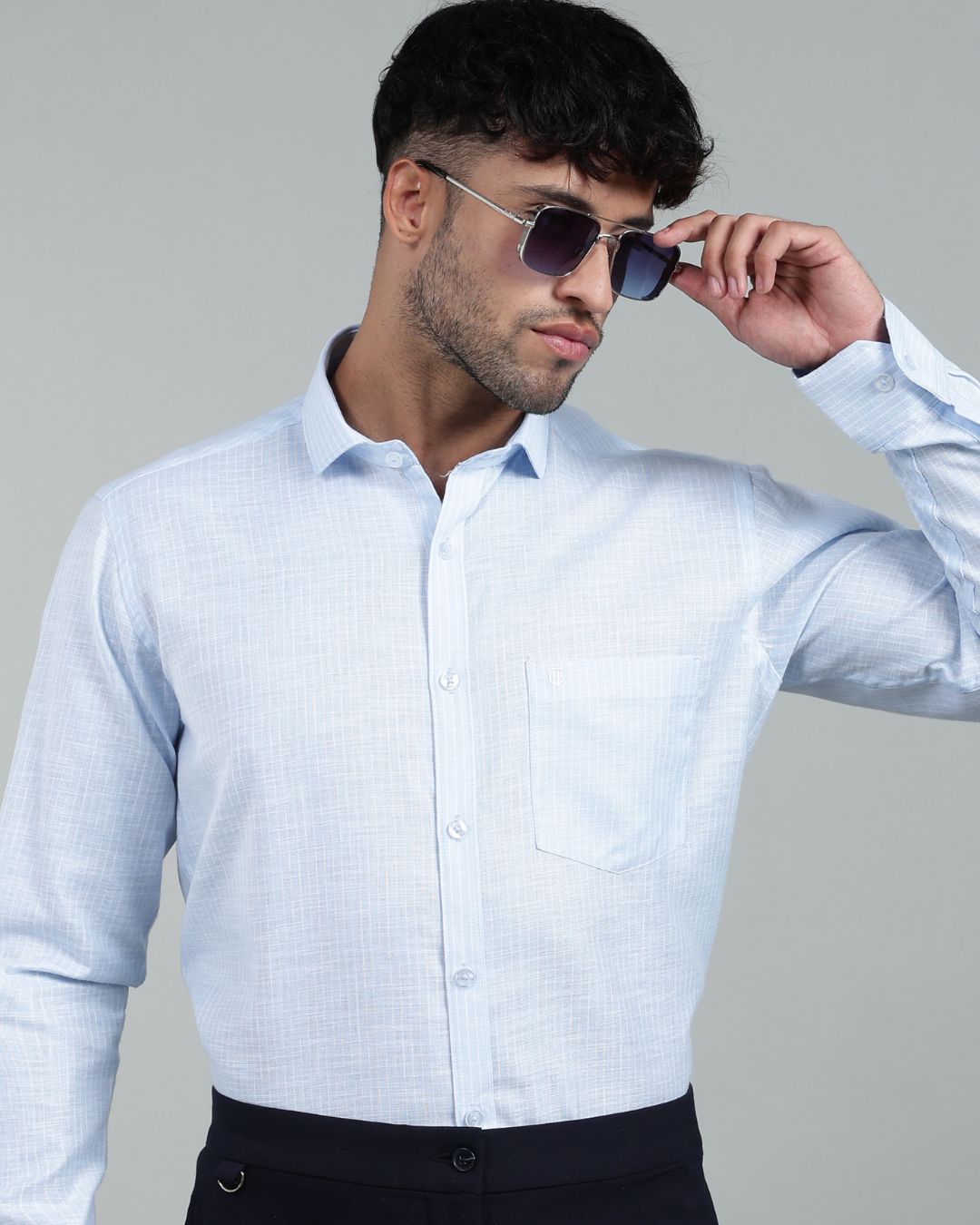 Blue & White - Full Sleeve - Striped Linen