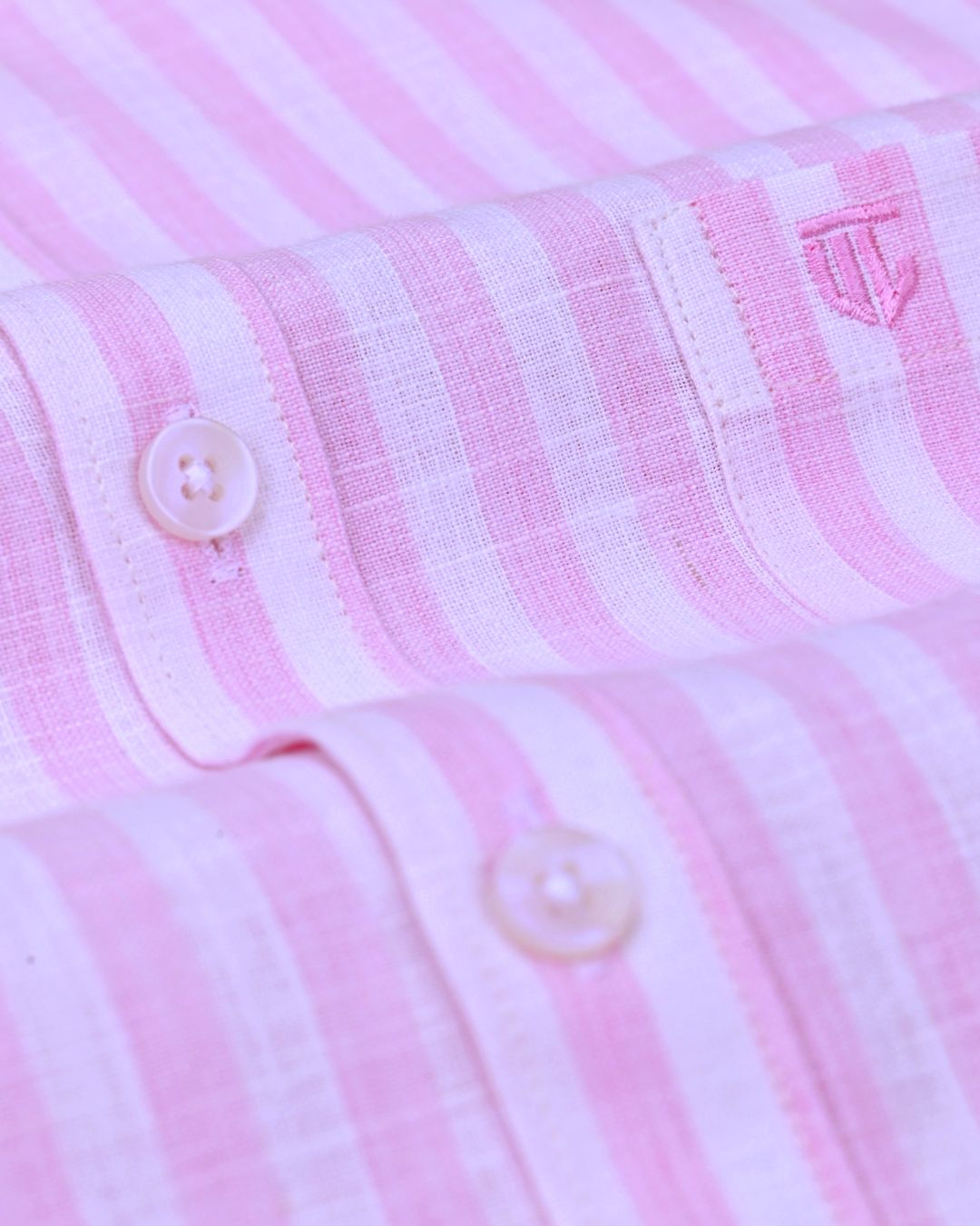 Soft Pink & White Stripes - Full Sleeve - Bamboo Linen