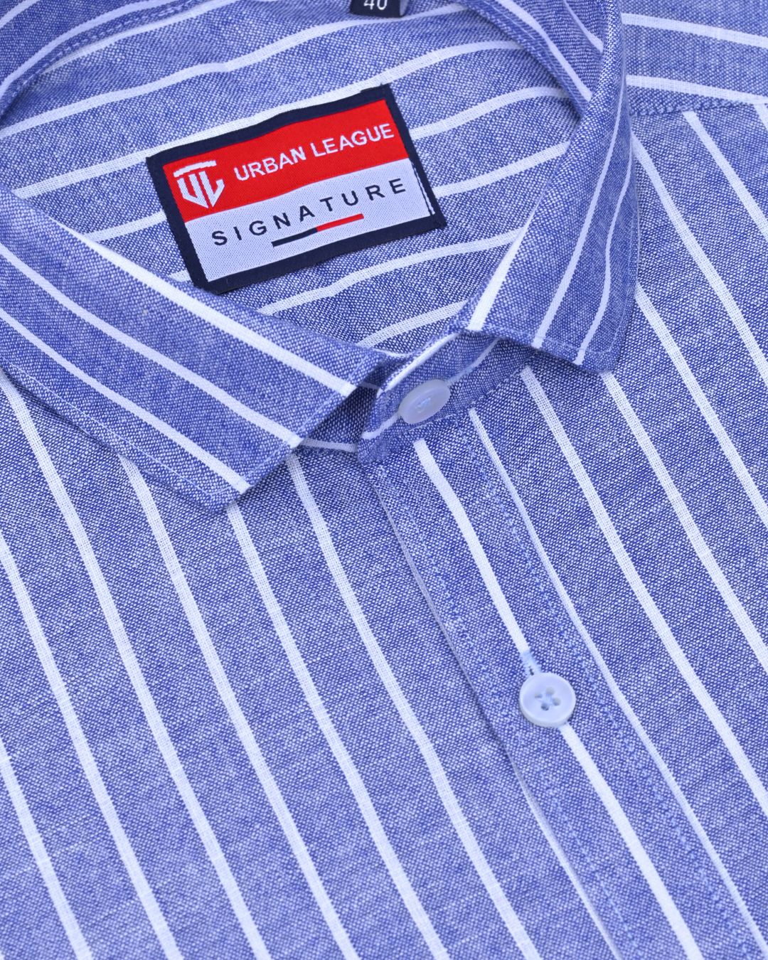 Denim Blue & White Stripes - Full Sleeve - Bamboo Linen