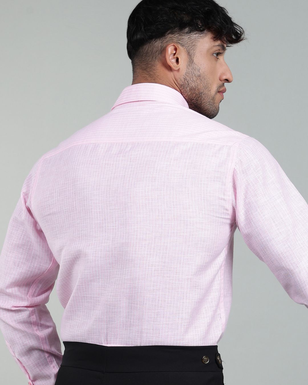 Pink & White - Full Sleeve - Striped Linen
