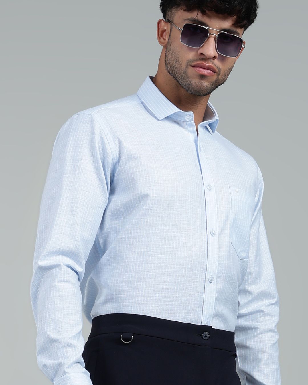 Blue & White - Full Sleeve - Striped Linen