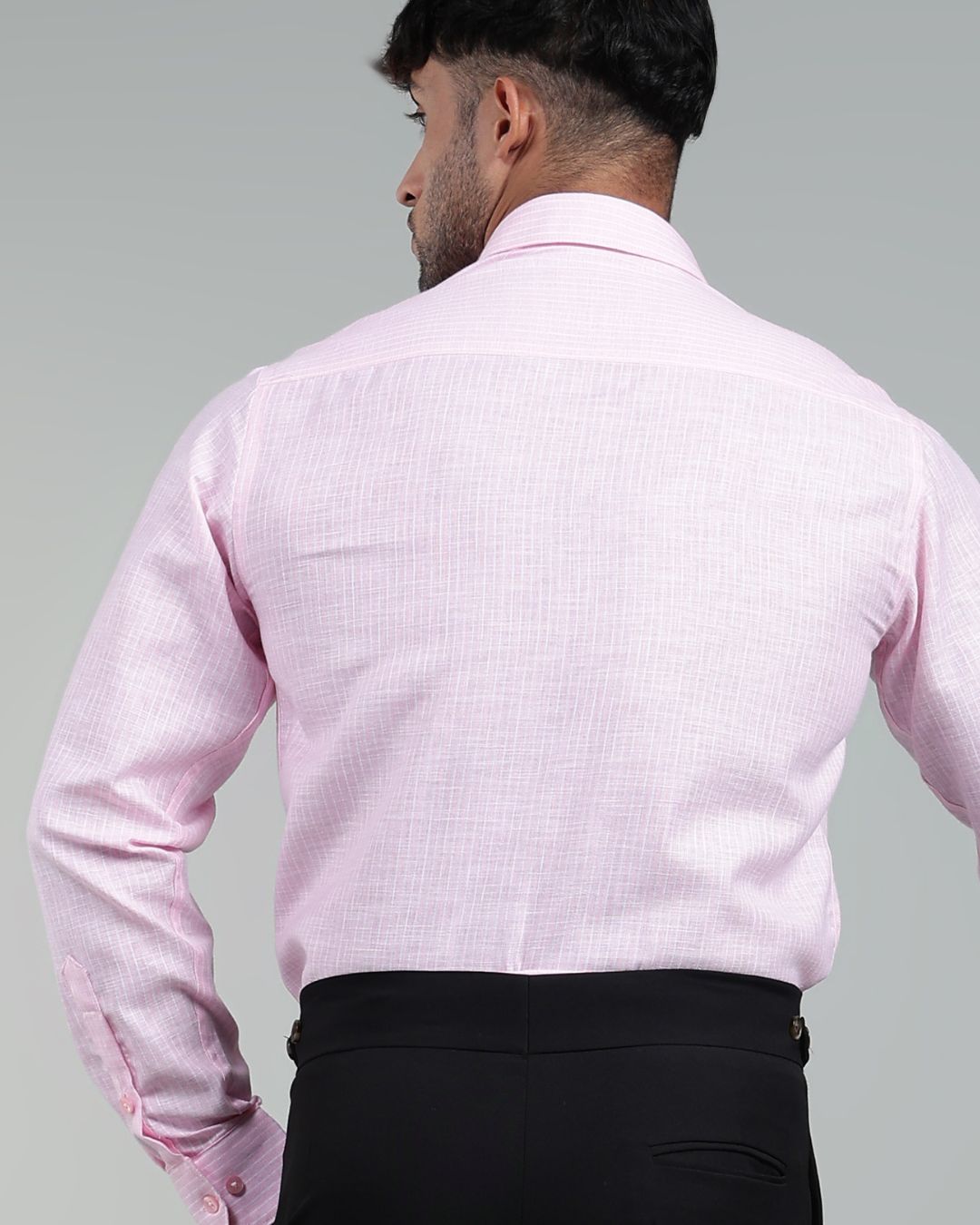 Pink & White - Full Sleeve - Striped Linen