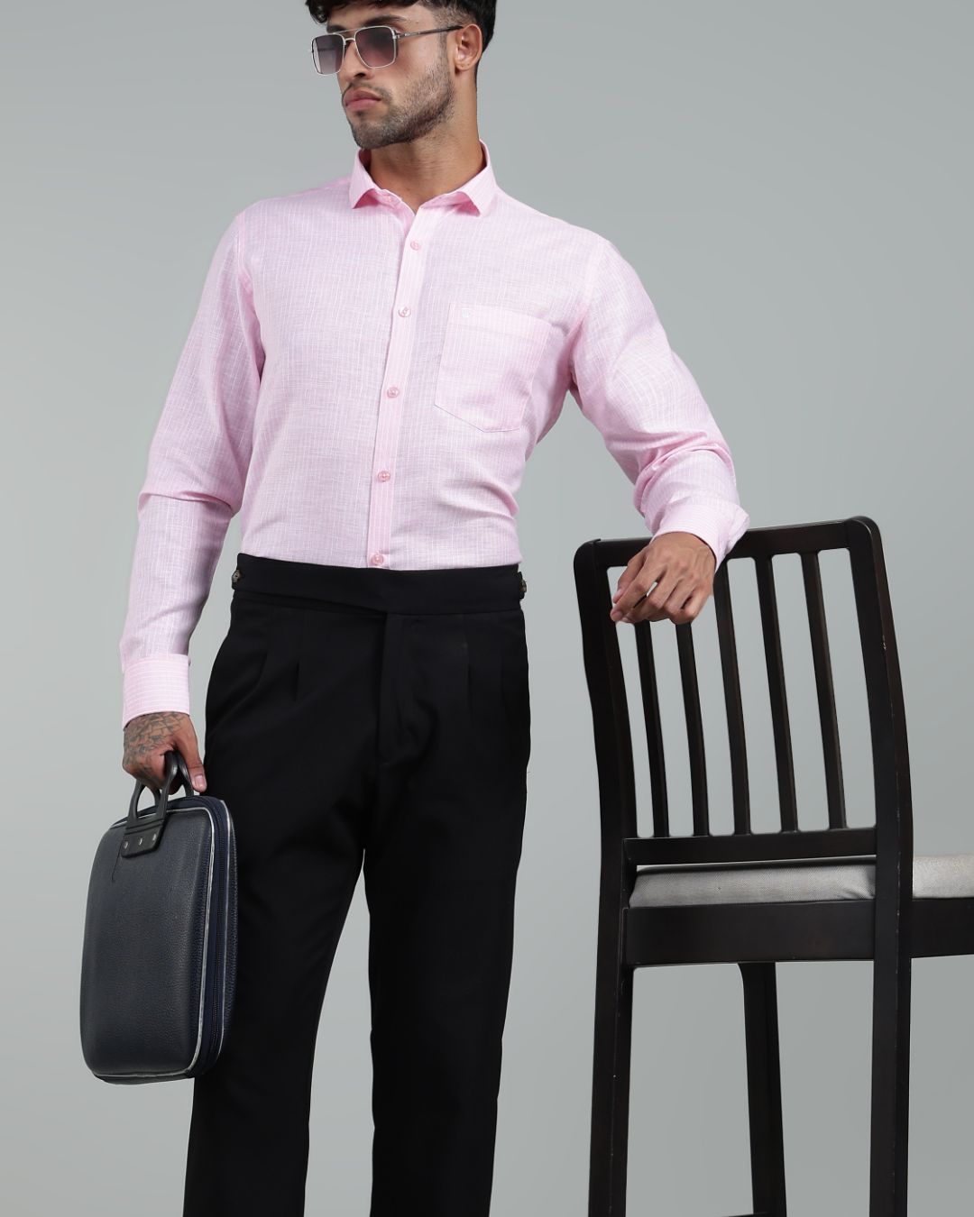 Pink & White - Full Sleeve - Striped Linen